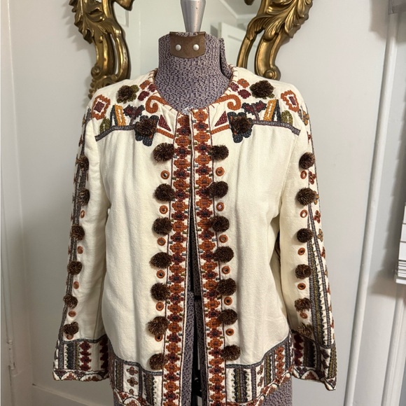 Zara Woman Colorful Boho Embroidered Jacket Small - Picture 2 of 7